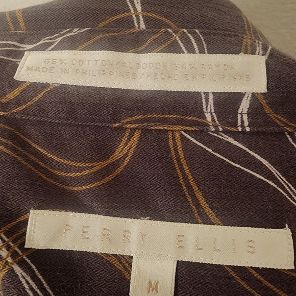 Perry Ellis Abstract Swirls Cotton Blend Button-down Shirt Mens Medium - Picture 3 of 4